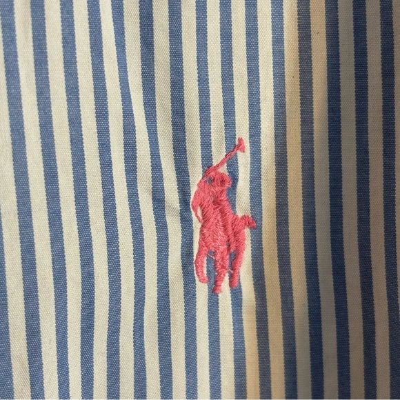 LAUREN RALPH LAUREN Sz XL Blue Label Stripes 100% Cotton Button Down Shirt - Picture 2 of 8